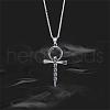 Skull Cross Pendant Necklace Vintage Titanium Steel Ankh Necklace Charm Neck Chain Jewelry Gift for Women Men Birthday Easter Thanksgiving Day JN1110A-6