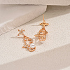 Geometric Star and Moon Brass Pave Clear Cubic Zirconia Stud Earrings JJ6456-5