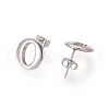 304 Stainless Steel Oval Stud Earrings EJEW-H001-13P-1