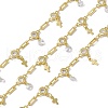 Brass Rectangle & Cubic Zirconia Flat Round Link Chains CHC-P010-04G-1