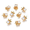 Brass Clear Cubic Zirconia Peg Bails Charms KK-N233-159-1