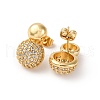 Rack Plating Brass Micro Pave Clear Cubic Zirconia Round Ball Stud Earring EJEW-H099-09G-1-2