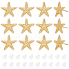 BENECREAT 6 Pairs Rack Plating Brass Starfish Stud Earrings KK-BC0013-51-1