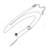 304 Stainless Steel Crystal Rhinestone Flat Round Pendant Y Necklaces NJEW-V001-03P-4
