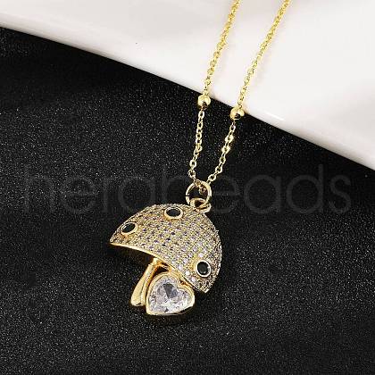 Brass Micro Pave Cubic Zirconia Pendant Necklaces NJEW-Q041-04G-1