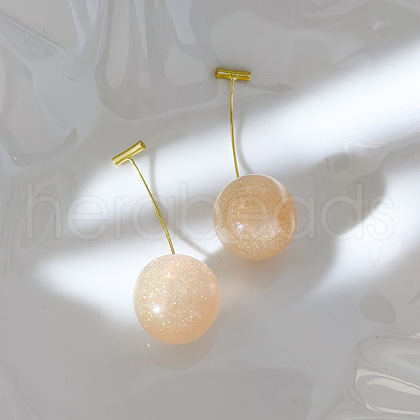 Zinc Alloy Resin Cherry Stud Earrings OI3891-1-1