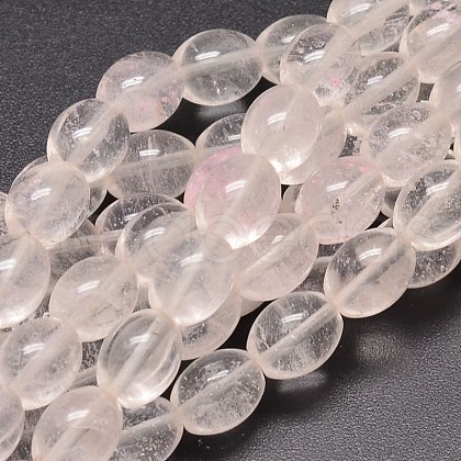 Oval Imitation Rose Quartz Glass Beads Strands G-P106-18-1