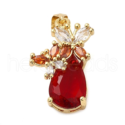 Rack Plating Brass Micro Pave Cubic Zirconia Pendants KK-P241-18G-04-1