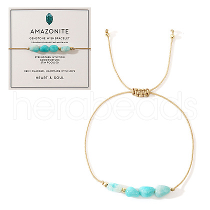Bohemian Style Copper Amazonite Bead Bracelet with Card IX7859-4-1