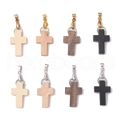 8Pcs 8 Colors Wood Pendants PALLOY-JF03999-1