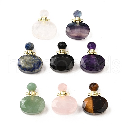 Natural Mixed Stone Perfume Bottle Pendants G-L623-07G-1