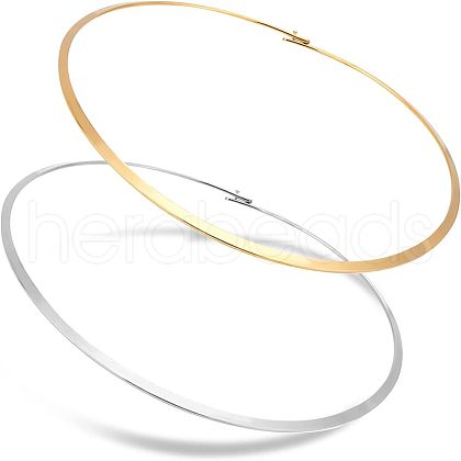 Unicraftale 2Pcs 2 Colors 304 Stainless Steel Wire Wrap Collar Necklaces Set for Women NJEW-UN0001-34-1
