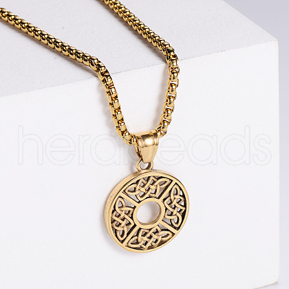 Retro Punk Hip-hop Unisex Dara Knot Stainless Steel Pendant Necklaces YI5883-2-1