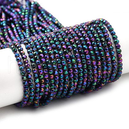 Electroplate Glass Beads Strands X-GLAA-H021-01B-FP11-1