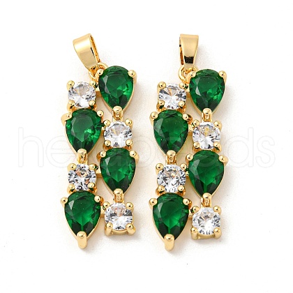 Brass Micro Pave Cubic Zirconia Pendants KK-P250-43G-1