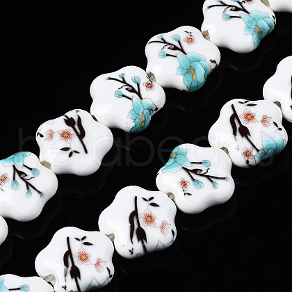 Handmade Porcelain Ceramic Beads Strands PORC-S502-036E-1