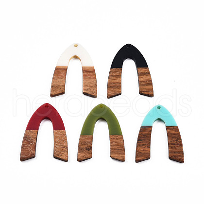 Opaque Resin & Walnut Wood Pendants RESI-N025-029-B-1