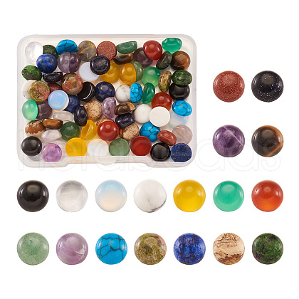 Fashewelry 90Pcs 18 Style Natural & Synthetic Gemstone Cabochons G-FW0001-09-1