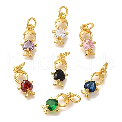 Rack Plating Brass Micro Pave Cubic Zirconia Charms KK-I716-23G-1