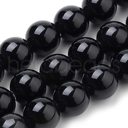 Natural Black Onyx Beads Strands G-S259-19-10mm-1