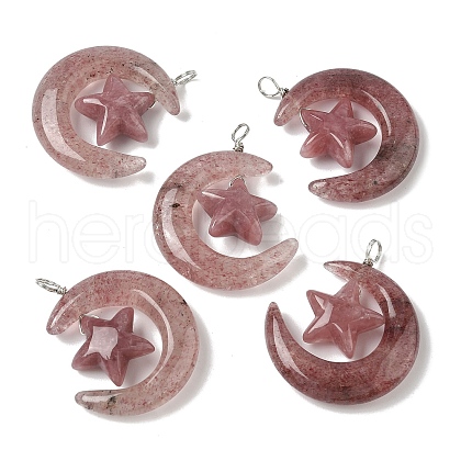 Natural Strawberry Quartz Pendants G-Z086-01P-21-1
