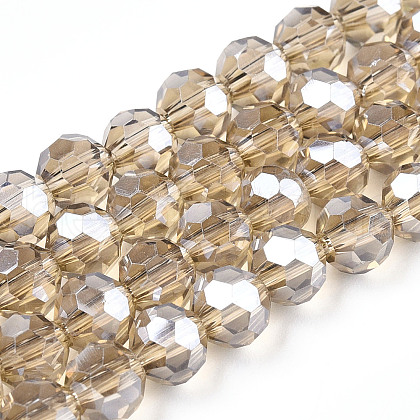Electroplate Transparent Glass Beads Strands EGLA-A035-T6mm-A16-1