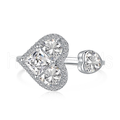 Rhodium Plated 925 Sterling Silver Birthstone Ring RJEW-F150-52P-1