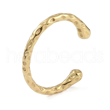 304 Stainless Steel Open Cuff Textured Bangles for Women BJEW-G706-02G-1