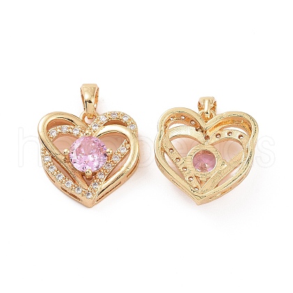Brass Micro Pave Cubic Zirconia Pendants KK-E068-VC452-1