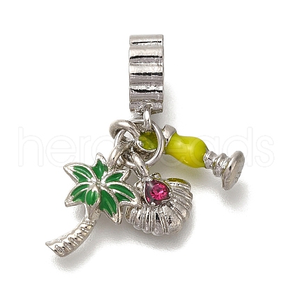 Rack Plating Alloy Rhinestone European Dangle Charms PALLOY-P307-18P-1