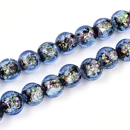 Handmade Foil Glass Beads Strands FOIL-N029-05B-1