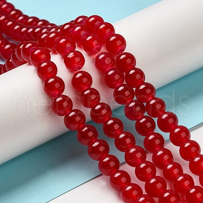 Baking Painted Imitation Jade Glass Round Bead Strands X-DGLA-Q021-8mm-05-1