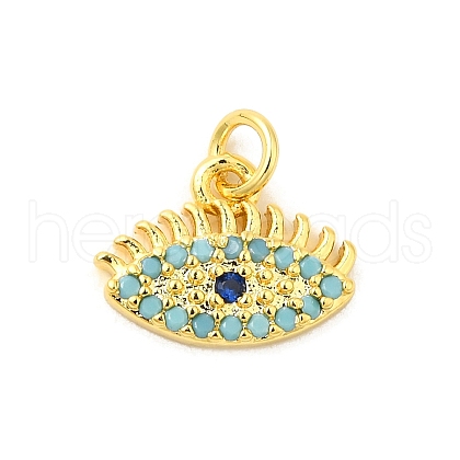 Real 18K Gold Plated Rack Plating Brass Micro Pave Cubic Zirconia Pendants Charms KK-S396-01C-1