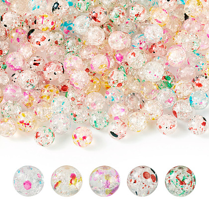  5 Bags 5 Colors Transparent Crackle Glass Beads GLAA-TA0002-05-1