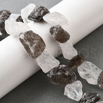 Natural Quartz Crystal and Smoky Quartz Beads Strands G-S386-C16-1