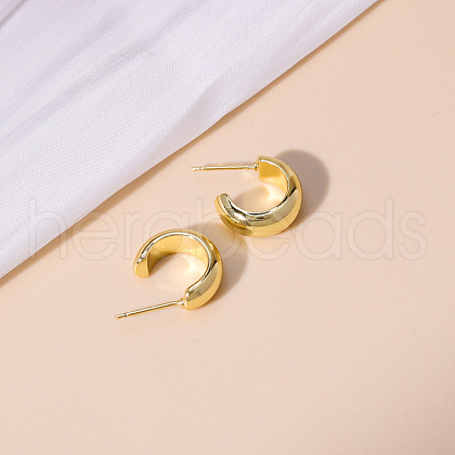 Elegant Brass C-shaped Stud Earrings CJ1383-1