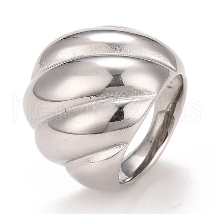 Non-Tarnish 304 Stainless Steel Textured Chunky Ring RJEW-B040-19P-1