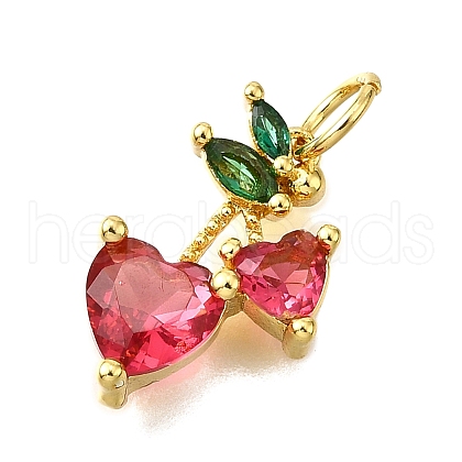 Brass Micro Pave Cubic Zirconia Pendants KK-V011-54G-1