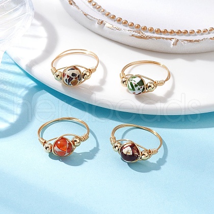 4Pcs 4 Colors Brass Rings for Women RJEW-JR00853-02-1