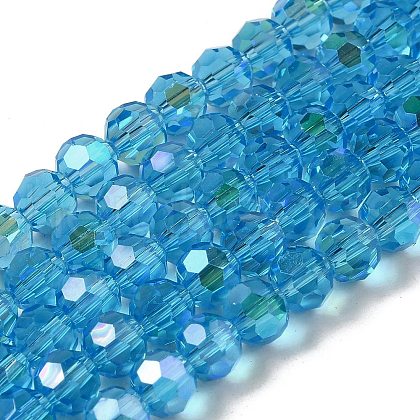 Electroplate Transparent Glass Beads Strands EGLA-A035-T6mm-L08-1