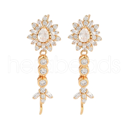 925 Sterling Silver Micro Pave Clear Cubic Zirconia Stud Earring Findings STER-U004-09G-1