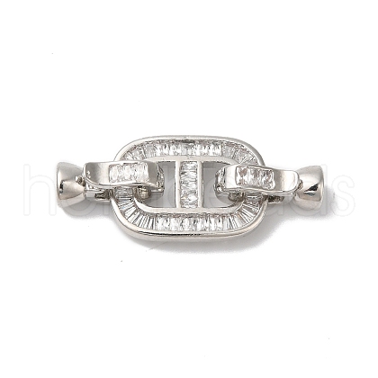 Rack Plating Brass Micro Pave Clear Cubic Zirconia Fold Over Clasps KK-A222-19P-1