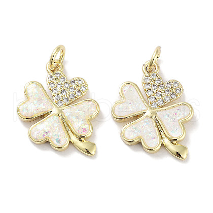 Brass Micro Pave Clear Cubic Zirconia Pendants KK-L213-023G-1