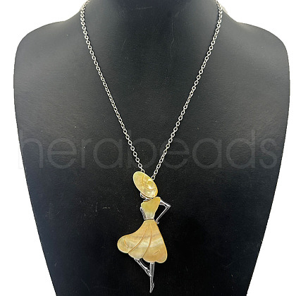 Alloy Pave Natural Shell Woman Pendant Necklaces XH4699-3-1