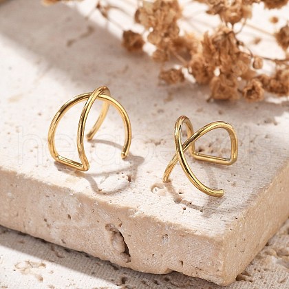 304 Stainless Steel Cross Clip on Nose Rings AJEW-A062-03G-1