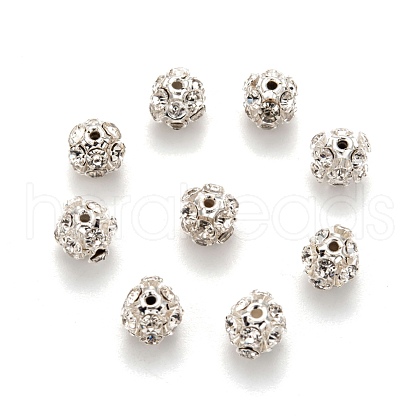 Brass Clear Rhinestone Beads RB-A017-8mm-S-1