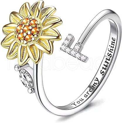 Adjustable Brass Rhinestone Rotating Cuff Rings FS-WG5B177-06-1