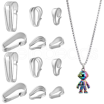   12Pcs 3 Size 925 Sterling Silver Snap on Bails STER-PH0001-60-1