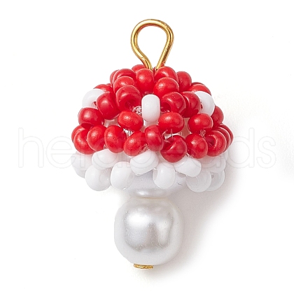 Seed Beads Beaded Charms PALLOY-MZ00332-03-1
