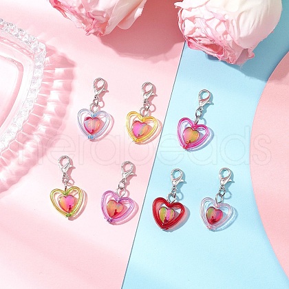 Transparent Acrylic Heart Pendant Decorations HJEW-JM03297-1